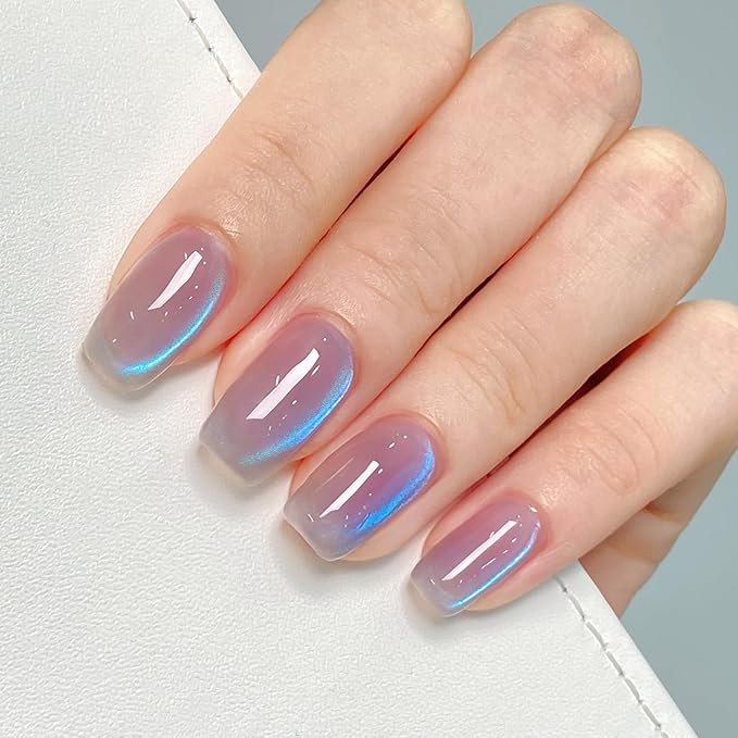 MAYCHAO 15ML Blue Tears Cat Eye Gel Nail Polish 1Pc Aurora Blue Cat Eye Gel Polish Soak off Holographic Magnetic Nail Polish for Nail Art Manicure Salon DIY at Home, 0.5 OZ
