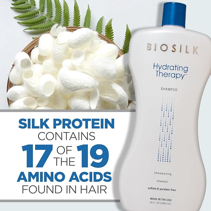 BioSilk Hydrating Shampoo, Replenishes Hair Moisture For Strong, Smooth Hair, Sulfate, Paraben, & Cruelty-Free, 34 Oz