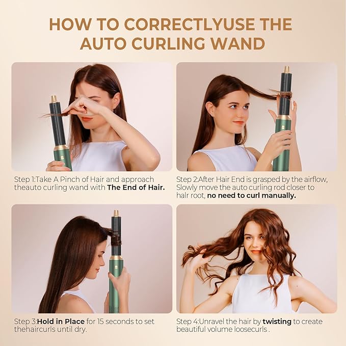 5 in 1 Hair Dryer Brush, Air Style Wrap Hair Styler, Negative Ion Blow Dryer, Hot Air Brush for Blow Drying, Hair Brush for Blow Drying, All-in-One Hair Styling Tool, Volumizing, Straightener & Curler