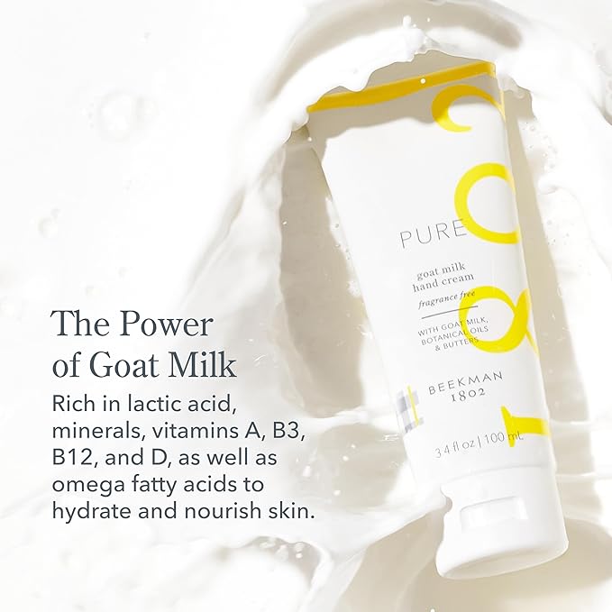 Beekman 1802 Goat Milk Hand Cream – Pure – Fragrance Free – 2 oz – Moisturizing Hand Lotion for Dry Skin – Non-Greasy – Sensitive Skin Safe – Cruelty Free