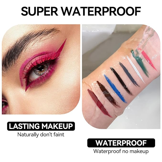 Eyeliner Gel Set,Long Lasting Waterproof With 5.51 IN Long Eyeliner Brush,High-Intensity Pigments Smudge-Proof Eye Liner Makeup Creamy Gel 5G-Green