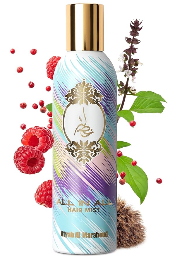 ATYAB AL MARSHOUD Khisla All in All Hair Mist Perfume 125ml - Lightweight and Long-Lasting Hair Perfume for Women with Raspberry, Patchouli, Musk & Pink Pepper - Exquisite Mix of All Khisla's Scent