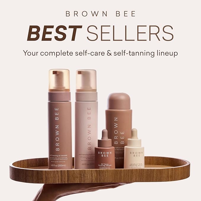 Brown Bee Peptide Gradual Tanning Serum 25 ml – Daily Facial Self Tanner with Peptides, 2% Hyaluronic Acid, Vitamin B5 & Hydraskin, Hydrating Glow