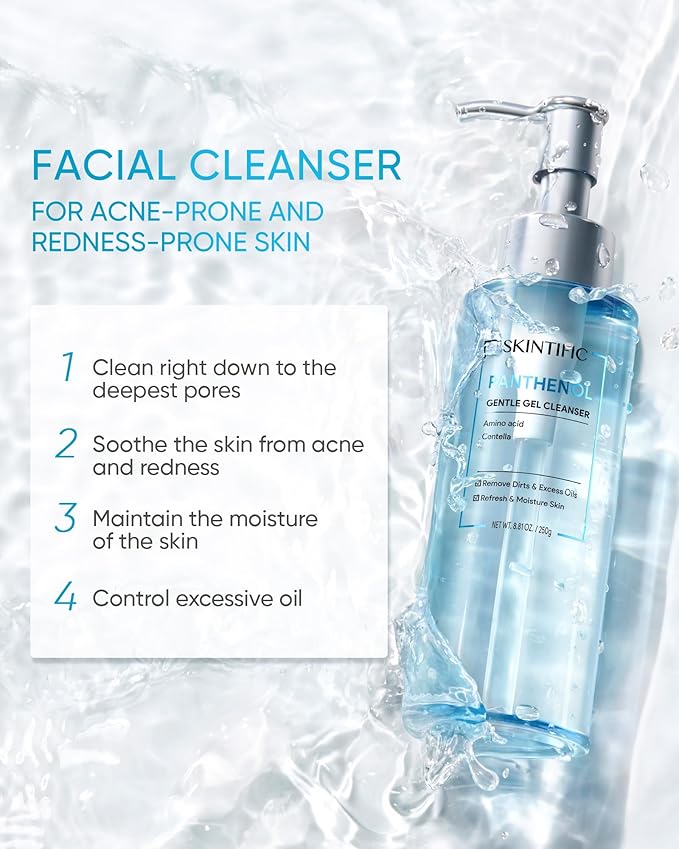 SKINTIFIC Panthenol Gentle Foaming Facial Cleanser | Daily Oil Control Face Wash, Soothes Troubled Skin, Amino Acid + Ceramide, Balances Skin Barrier, Smooth & Refreshed Complexion(250ml)