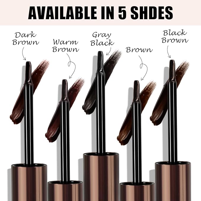 Cilrofelr Tattoo Peel Off Eyebrow Gel, Easy Tattoo Brow Peel Off Gel, Last Up to 3 Days, Waterproof, Transfer-proof, For Fuller & Defined Looking Brows, Black Brown(2 Pack)