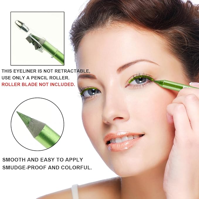 LemonSac 3 Colorful Eyeliner Pen Set, Eye Shadow Pencil, Pearl Eyeliner Kit Metallic Glitter Eye liner Pencil for Women Eye&Lip Liner Professional St Patricks Day Accessories (3PCS A)