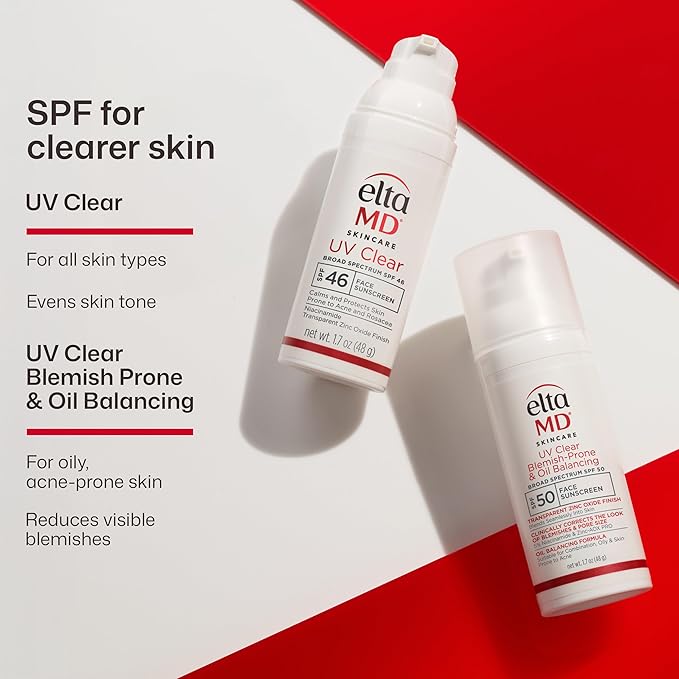 EltaMD UV Clear Blemish-Prone & Oil Balancing SPF 50, Non-Comedogenic Sunscreen with Zinc Oxide, Dermatologist Recommended