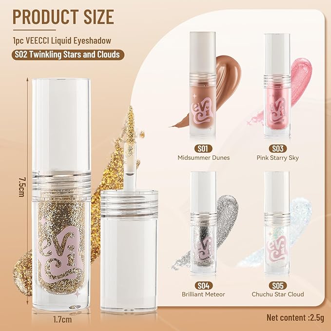 Liquid Eyeshadow, Long-Lasting Matte/Pearlescent eyeshadow, Cut Crease Eyeshadow Gel, High-Pigmented for Bold Eye Makeup, for day-to-night transitions (Twinkle, Pearl)