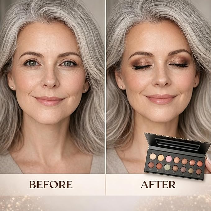 K'APEINE 14-Color Eyeshadow Palette, Matte & Shimmer Warm Neutral Nude, Highly Pigmented Blendable Long-Wear, Everyday Smoky Glam Makeup for All Skin Tones(01#)