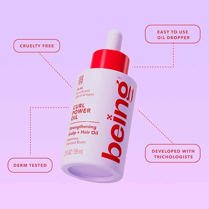 being CURL POWER Strengthening Hair and Scalp Oil with Rosemary, Mint and Biotin 50mL(Pack of 2)