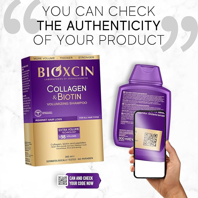 BIOXCIN Collagen Biotin Shampoo Anti-Hair Loss for All Hair Types Volumizing Herbal Formula 3-Pack 300 ML