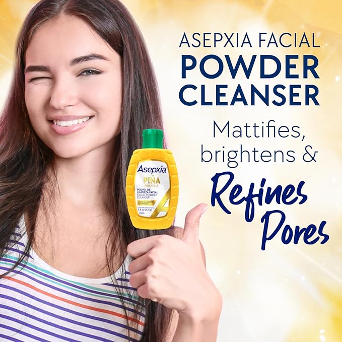 Asepxia Facial Cleanser Powder, Non-Abrasive Exfoliating Face Wash with Natural Pineapple Enzyme, Gentle Water-Activated Foaming Lather for Oily Skin, 1.4 oz