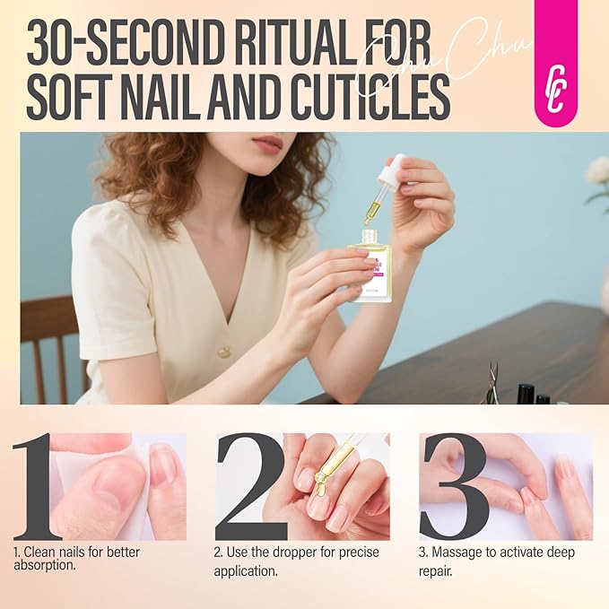 CHUCHU Nail Growth Serum for Summer: 15ML Milk Honey Organic Nail Oil with Vitamin B & E - Moisturizes Repairs and Promotes Nail Growth - Prevents Dryness Hangnails Non-Greasy