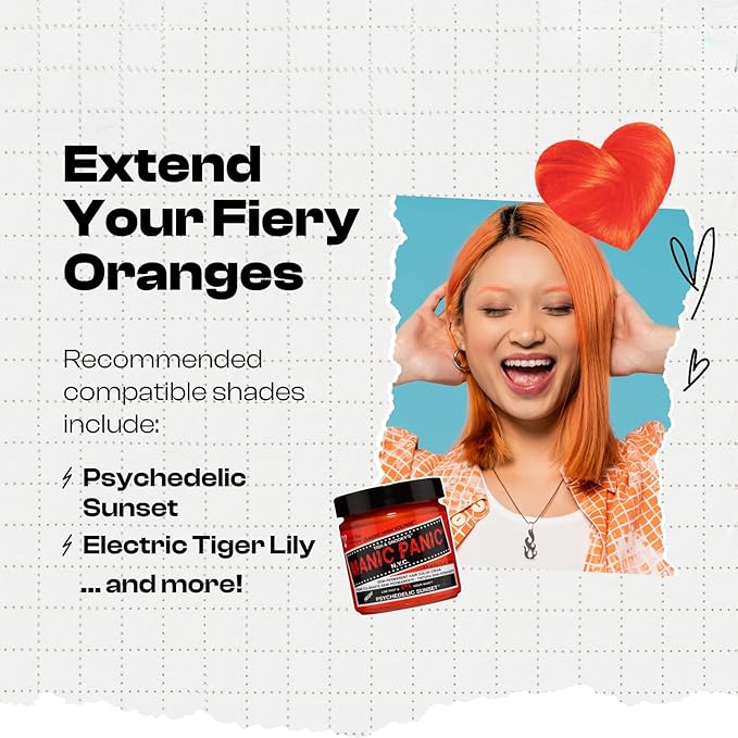 MANIC PANIC Vibrant Neon Orange Color Depositing Conditioner - Love Color Hair Conditioner Keeps Hair Vibrant, Nourished & Refreshed - Formulated with Shea Butter & Quinoa - Orange Crush (8oz)