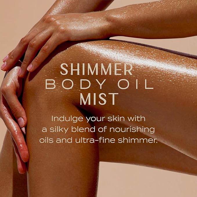 Shimmer Body Oil Mist – Vanilla Blush | Hydrating Glow Mist with Coconut Oil & Shea | Subtle Shimmer & Soft Vanilla Scent, 6 Fl Oz