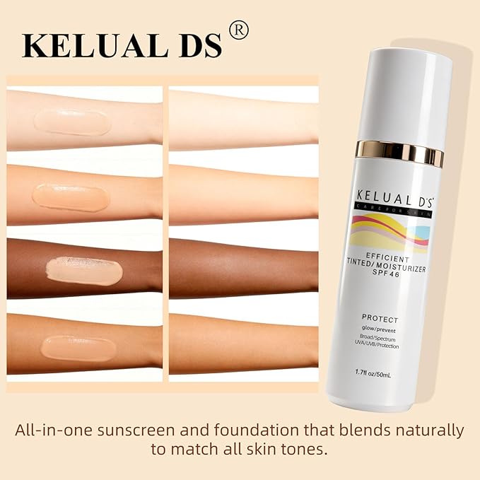 Tinted Moisturizer,Anti-Aging Tinted Face Moisturizer SPF 46 | Broad Spectrum SPF Protection, Hydrating Dewy Universal Tinted Moisturizer, 1.7oz/50ml