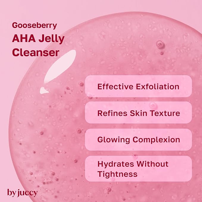 Gooseberry AHA Jelly Cleanser | Gentle & Hydrating | Low PH | Glycolic Acid, Indian Gooseberry, Sea Buckthorn | Exfoliates Dead Skin Cells | Korean Skin Care | By Juicy | 4.05 Fl.oz