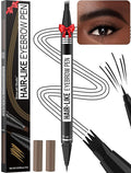 Microblading Eyebrow Pen - Eyebrow Pencil Magical 2-in-1 Dual-Ended Waterproof Eye Brow Pencils for Women with 4-Fork-Tip & Precise Brush-Tip for Natural Hair Like Strokes, Last All-Day, Black