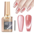Cat Eye Gel Nail Polish Nude Pink, Moonlight Cateye Polish Crystal Mirror Gloss Magnetic Nails Gel Glitter Holographic Cats Eye Nail Velvet 1PC
