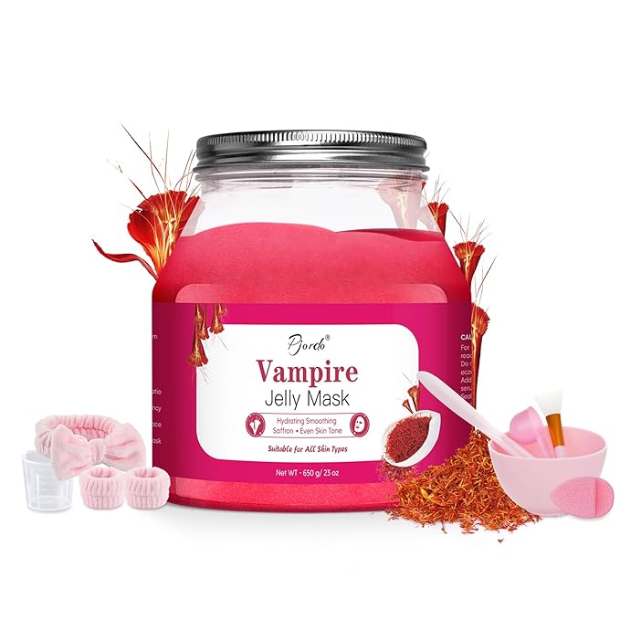 Pjordo Jelly Masks for Facials Professional, Vampire Jelly Mask Powder with Mixing Bowl Set, Peel Off Face Mask Skincare for Hydrating, Smoothing & Nourishing, Hydrojelly Masks Gift Set DIY Spa