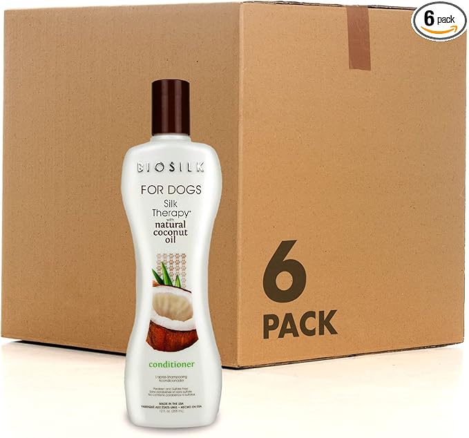 BioSilk for Dogs Silk Therapy Conditioner with Natural Coconut Oil | Pet Conditioner - 6 Pack