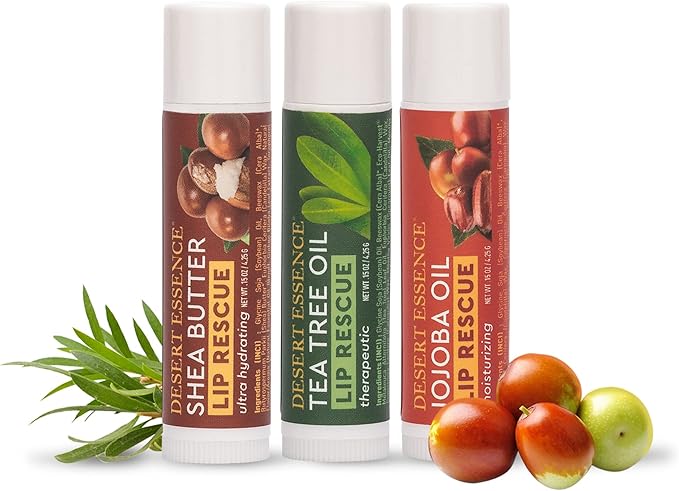 Desert Essence Lip Rescue Ultra Hydrating w/ Shea Butter - 0.15 Oz - Pack of 24, Soft Moisturizer Balm Stick, Ginkgo Biloba Extract- Soothes Dry Or Cracked Lips - Vitamin E - Beeswax - Peppermint Oil