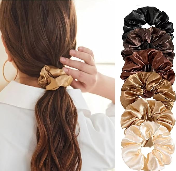 24 Pcs Hair Ties Scrunchies for Women Big Satin Scrunchie for Girls Seamless Elastic Hair Bands Soft Small Hair Tie for Thick Thin Hair Ponytail Holders Accessories