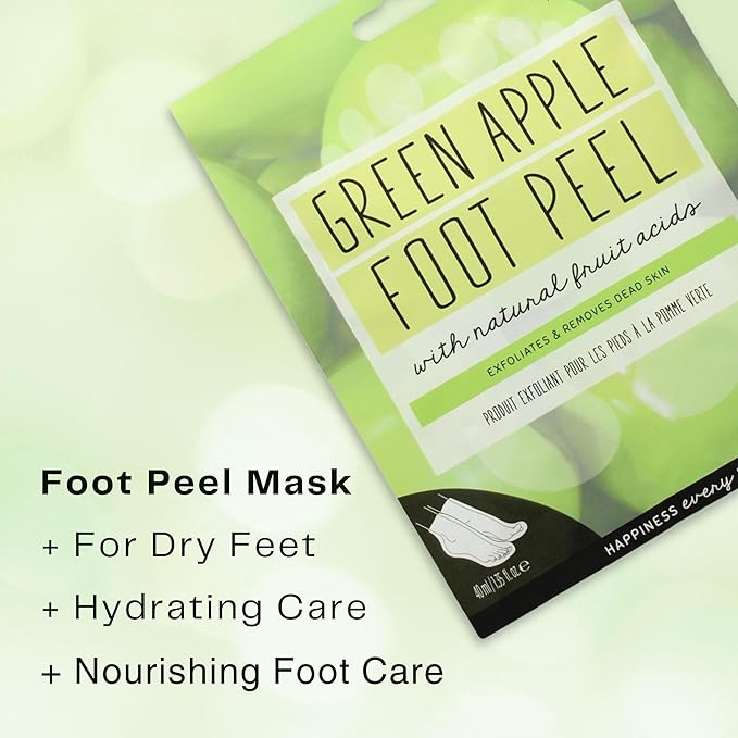Oh K! Foot Peel Mask - Green Apple - Foot Peeling Mask for Dry Feet and Cracked Heels - Feet Exfoliant with Hydrating Apple Fruit Extract - 1 Pair