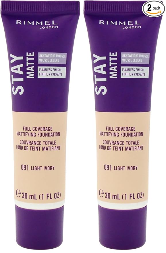 Rimmel Stay Matte Foundation, Light Ivory, 1 Fluid Ounce (Pack of 2)