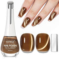Brown Cat Eye Nail Polish Non Gel, Quick Dry Magnetic Nail Polish with Magnet Cateye Fingernail Lacquer Air Fast Drying Manicure Gift For Women Girls 16ml/0.54 oz