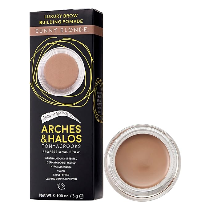 Arches and Halos Luxury Brow Building Pomade - Vegan Eyebrow Pomade - Creamy, Long Wearing Color for Clean, Defined Brows - Sunny Blonde - 0.1 oz