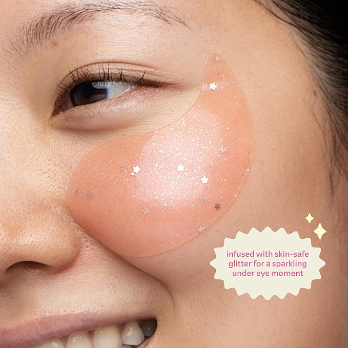 The Crème Shop Gelly Brightening Under Eye Patches, Hydrogel Eye Masks with PDRN & Strawberry Extract, Hydrating and Depuffing, Korean Skin Care, 60 Count (30 Pairs)
