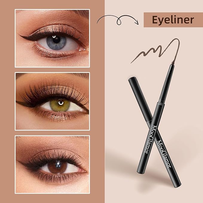 New 12 Pcs Black Eyeliner Pencil Gel Eyeliner Pen with Retractable and Waterproof Eye Liner for Bold and Defined Eye Liner（6 Brown+6 Black）