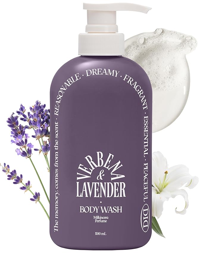 ODID Milk in Cera Perfume Body Wash - Korean Moisturizing Body Cleanser for All Skin Types - with Milk Protein and Ceramide, 16.9 fl.oz. (Verbena Lavender)