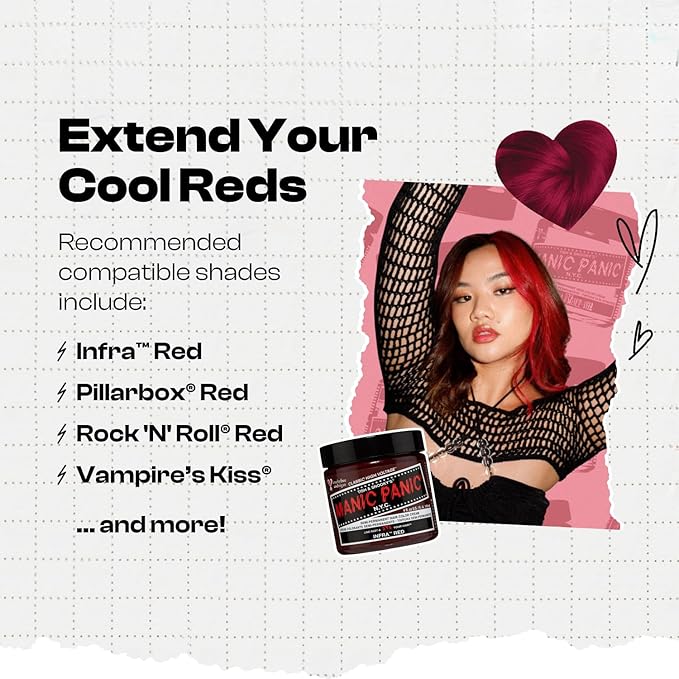 MANIC PANIC Cool Deep Blood Red Color Depositing Conditioner - Love Color Hair Conditioner Keeps Hair Vibrant, Nourished & Refreshed - Formulated with Shea Butter & Quinoa - Rock Me Red (8oz)