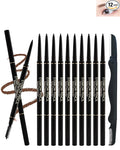 12Pcs Waterproof Light Brown Eyebrow Pencil Set, Professional Brow Micro Eyebrow Retractable Pencil, Ultra Fine Long Lasting for Perfect Eye Liner Brows Eye Makeup Shaping & Filling Brow Gel Pen- 02