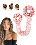 BONNET QUEEN Satin Heatless Hair Curler, Overnight Curls for Long Hair, Ultra Soft Daily Use of Hair Accessories & 2 Scrunchies, Damage-Free Styling, Soft Hair Curlers for Overnight, Pink