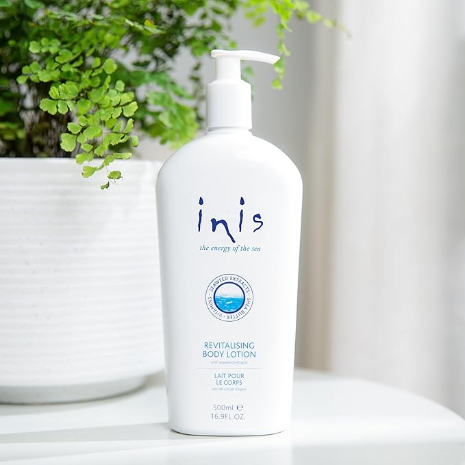 Inis the Energy of the Sea - Revitalizing Body Lotion for Women and Men, Large Pump, Daily Body Moisturizer with Seaweed, Shea Butter and Vitamin E, Clean Ocean Fresh Scent, 16.9 fl oz