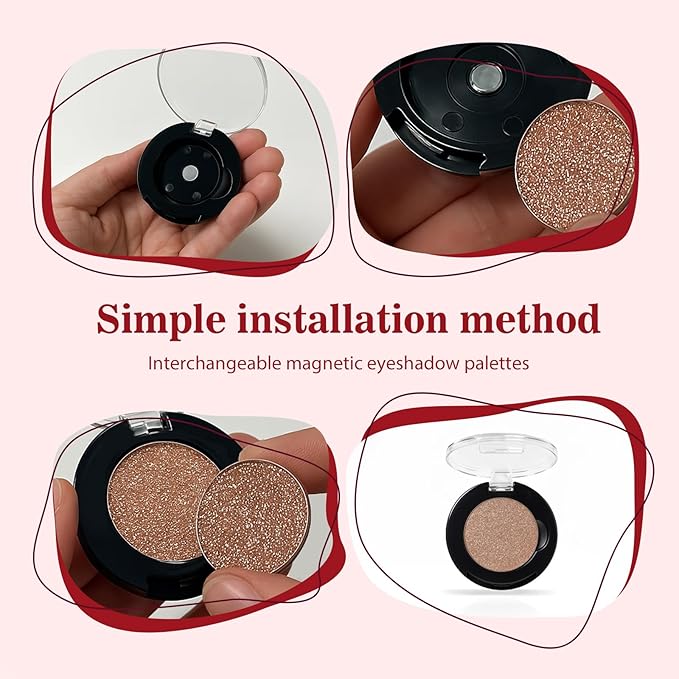 Refillable Eyeshadow Palette - Matte/Glitter/Duo-Chrome Pressed Powder & Cream Formula, Neutral/Shimmer/Smokey Multichrome, Travel-Friendly Iron Pan Refills (Glitter, D78)