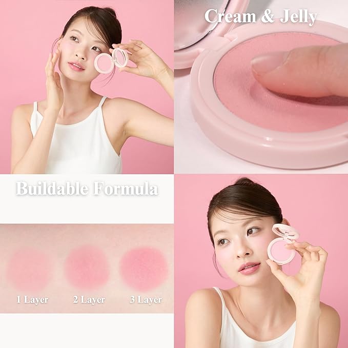 All Over Blusher - Multi-Use Cream Jelly Blush for Eyes & Cheeks Easy Blend and Buildable Texture with Shimmery Pearls Transparent Natural Finish Korean Face Makeup (11 SHERBET, 0.17 oz)