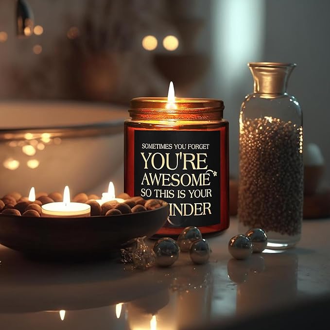 Gifts for Women Men - Inspirational Relaxing Stress Relief Candle - Friendship, Birthday Gift for Her Sister Wife Girlfriend Best Friend Coworker - You're Awesome Natural Soy Candle for Home