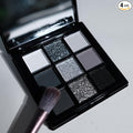 BAISEN DIARY 9 Color Smokey Eyeshadow Palette - Highly Pigmented Matte & Glitter Shades, Long-Lasting, Waterproof & Blendable, Black Silver Gray Eyeshadow Set for Sultry Glam (Reversal Star Smokey)