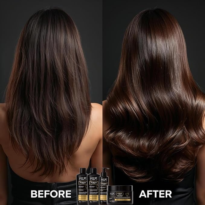 Felps Professional Force Gloss Hair Mask with Marineplex and Glycolic Acid, 300g/10.6oz, Strength and Shine Treatment for All Hair Types