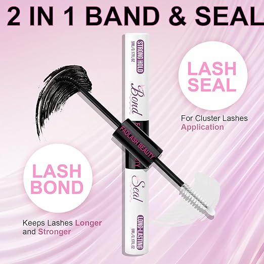 Lash Glue DIY Lash Cluster Glue for Lashes Clusters Latex-Free Waterproof Latex-Free Eyelash Glue 10ml for Self-Application at Home 2-in-1 Lash Bond and Seal Long-Lasting 48-72H