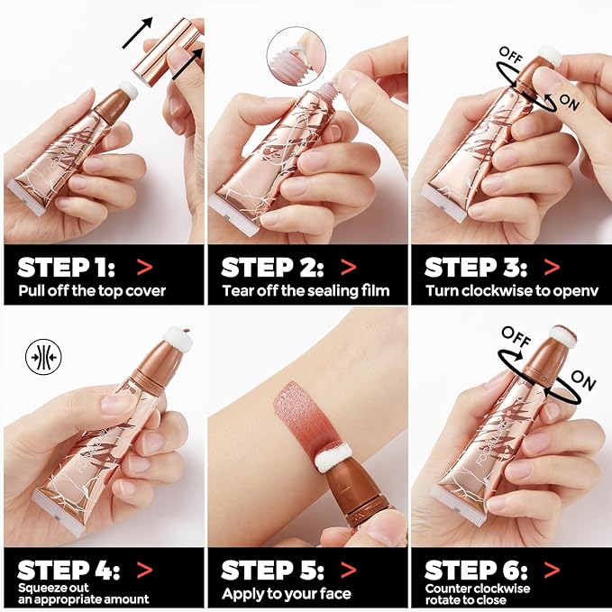 FOCALLURE 3 PCS Liquid Contour Stick,Moisturizing Highlighter,Blush and Bronzer,Silky Cream Contouring Pen with Soft Cushion Applicator,Long Lasting Face Illuminator Makeup,Sahara Time