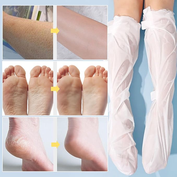 55cm Long Foot Peel Mask,Baby Soft Foot Mask,Exfoliating Foot Peeling Mask for Dry Cracked Feet,Make Your Feet and Legs Soft and Smooth.(3 Pairs)