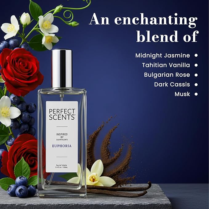 Perfect Scents Fragrances, Inspired by Calvin Klein’s Euphoria, Women’s Eau de Toilette, CLEAN, Vegan, Paraben-Free, Phthalate-Free, Never Tested on Animals, 3.4 Fluid Ounces