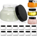 Yarlung 16 Pack 8 Oz Plastic Jars with Lids, Clear Body Scrub Containers Empty Refillable Containers Round Low Profile Samples Jars for Makeup, Body Butter, Creams, Slime, Travel Storage