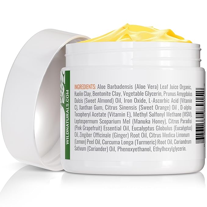Wild Naturals Turmeric Clay Face Mask for Acne & Dark Spots – Gentle, Soothing Mask with Vitamin E for Men & Women – Natural Clay Mask for Clear Skin