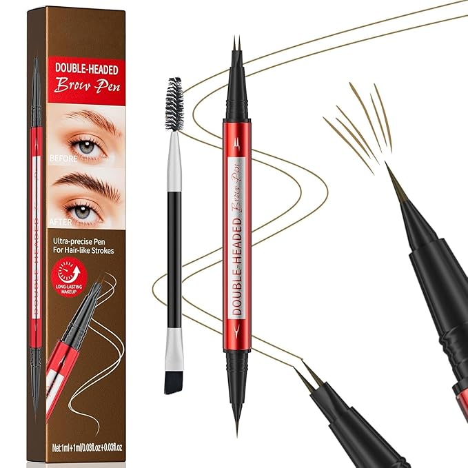 Eyebrow Pen, Eyebrow Pencils for Women, Microblading Eyebrow Pencil with Upgraded Micro-Fork Tip Applicator, Brow Pen for Natural Looking Brows Makeup, Waterproof, Durable & Non Fading (BLACK)